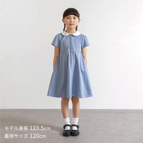 お受験服 サーキュラーフラワーワンピース サックス 90・100・110