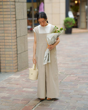 147_ichi_yon_nana】コットンリネンオールインワン｜低身長さん必見