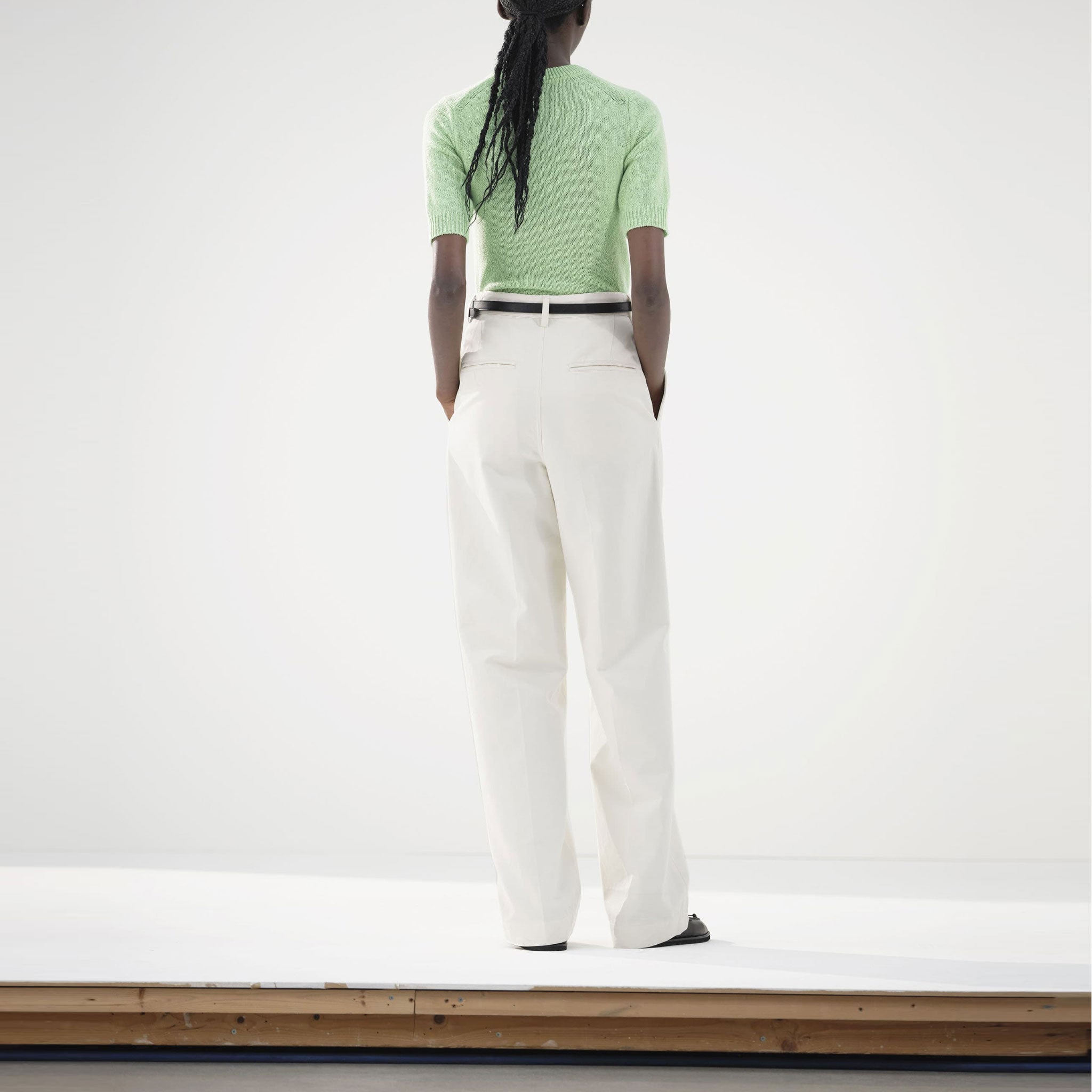 AURALEE/WASHED FINX CHINO ONE-TUCK PANTS – THREE DOTS TURQUOISE