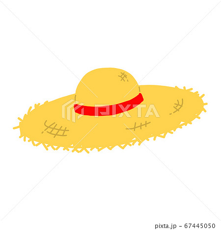 麦わら帽子の手描きイラストアイコン【白背景】のイラスト素材