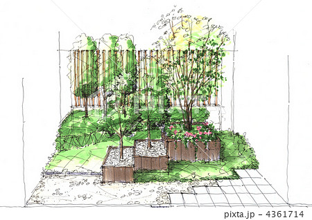 中庭のイラスト素材 [4361714] - PIXTA