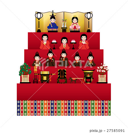 雛人形 三人官女と五人囃子のイラスト素材 [27585091] - PIXTA