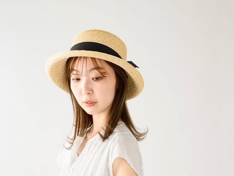 田中帽子店】Lily （リリー） 麦わらエッジアップハット 57cm 婦人用