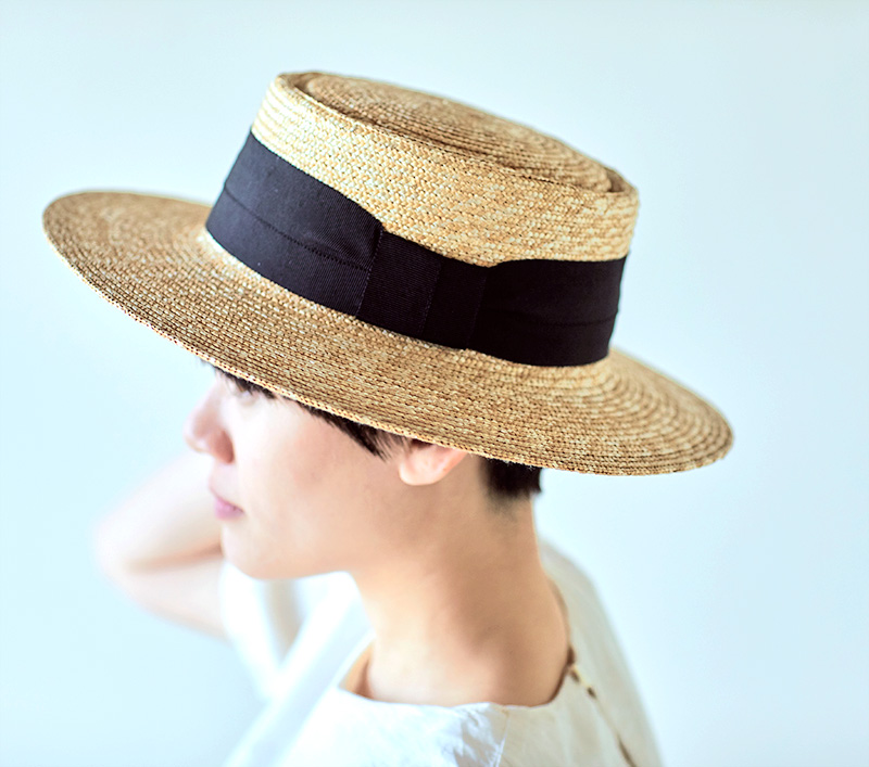 田中帽子店Alma（アルマ）ポークパイ型 つば広カンカン帽 57.5cm 婦人