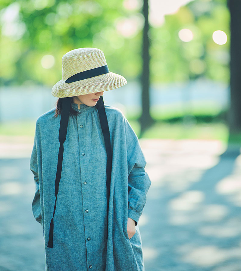 田中帽子店Bianka（ビアンカ）麦わら ロングリボン カサブランカ 婦人