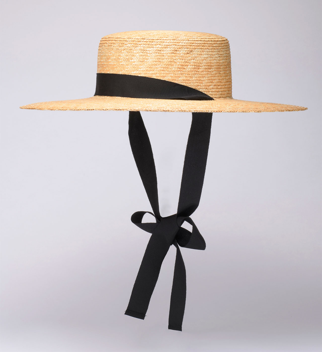 foufou カンカン帽 リボン付き麦わら帽子 foufou カンカン帽 リボン