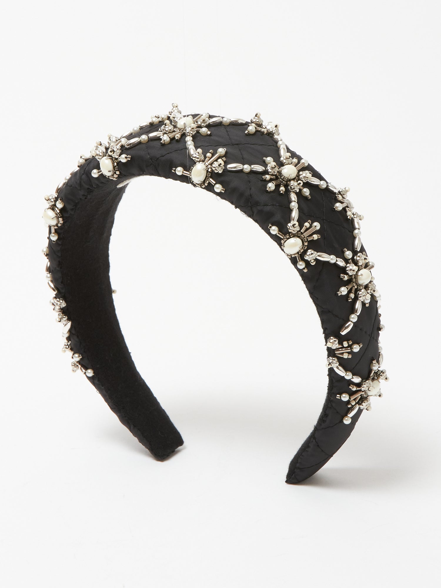 White pearl hair band Black【stock】 – tanakadaisuke