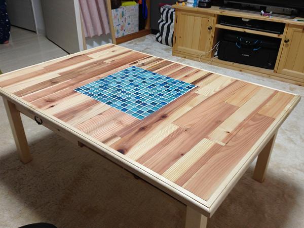 天板にタイルを埋めたローテーブルの製作｜キャンピングカーDIYと自作