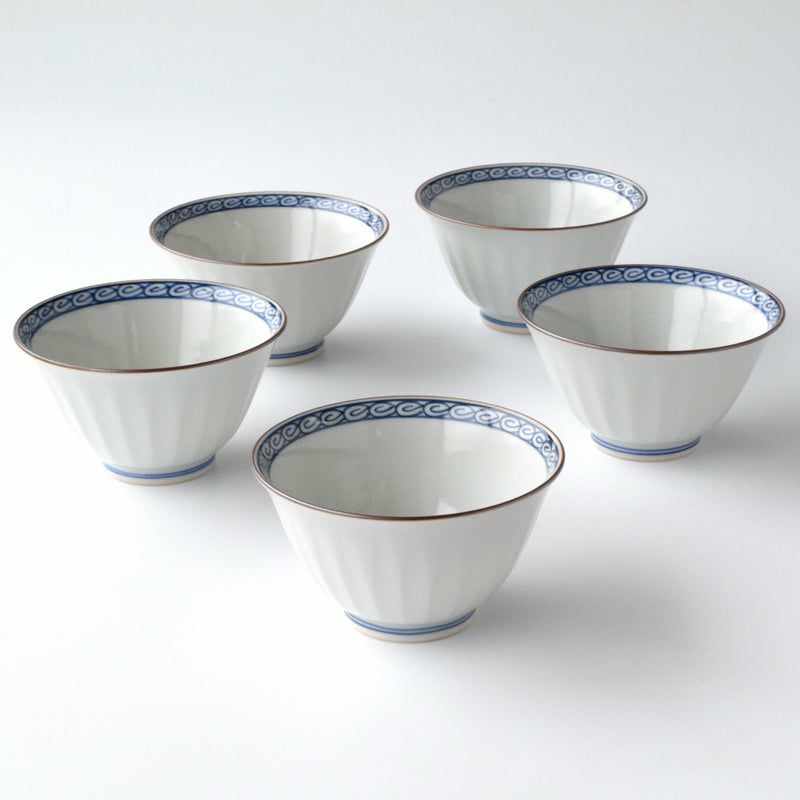 シリーズ以外・その他 白磁面取 お茶呑茶碗（桐箱入）〈5個〉 京焼