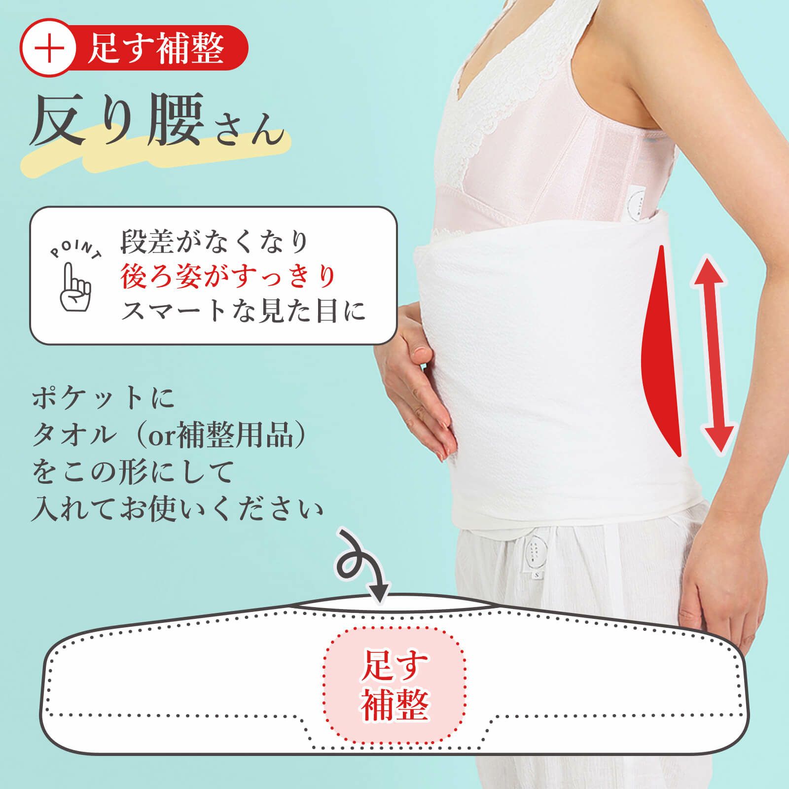 下腹、腰まわりの補整に：満点腰すっきりパッドスキニー【たかはし