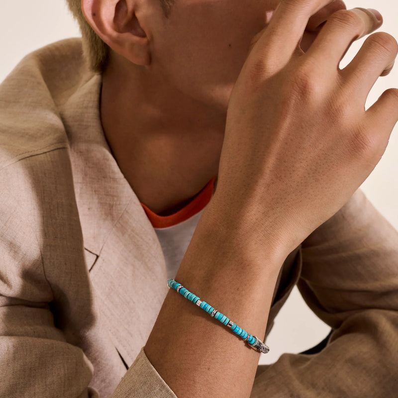 Sterling Silver Turquoise Chain Bracelet