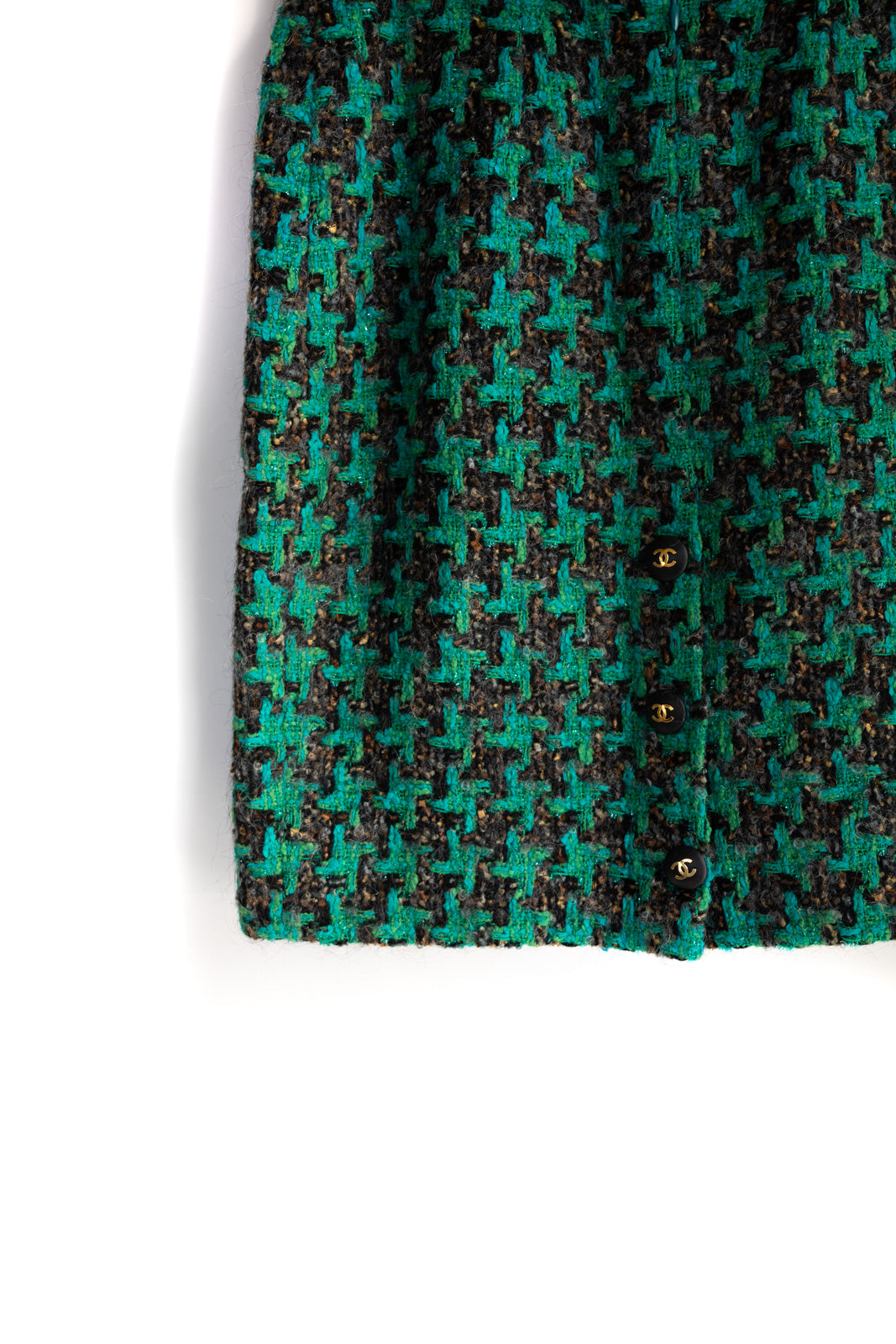 シャネル ヴィンテージ スカート CHANEL グリーン ブラック ツイード