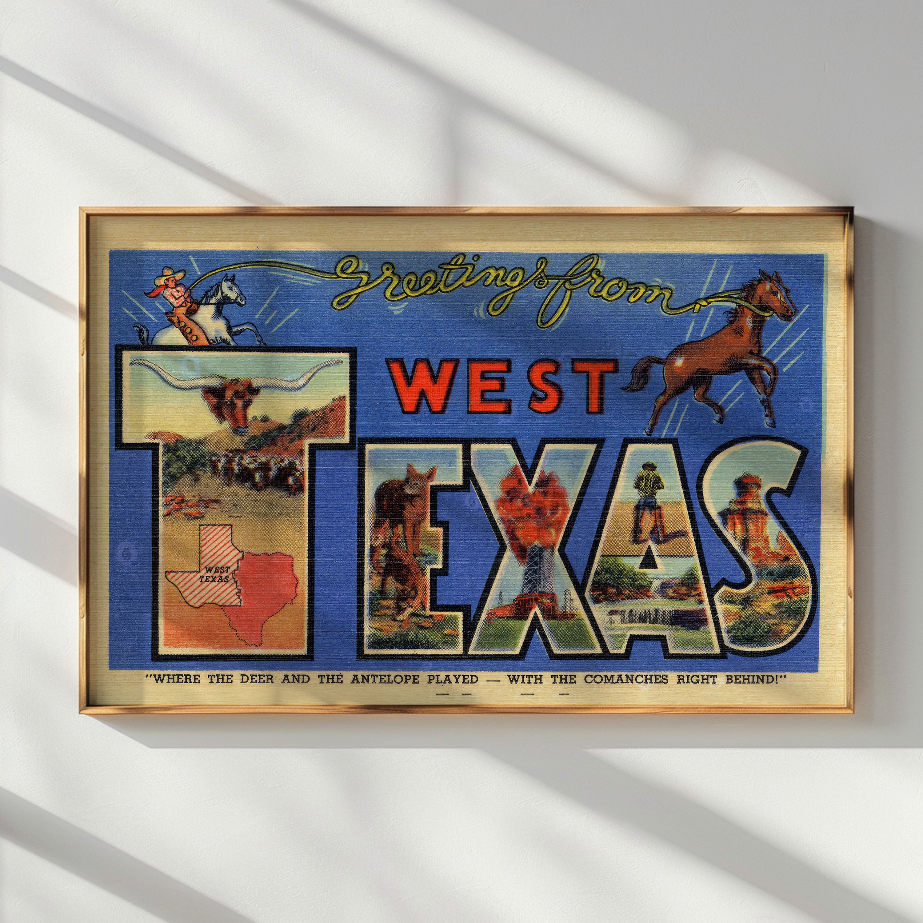 West Texas Vintage Postcard Print – Tejas Country Club