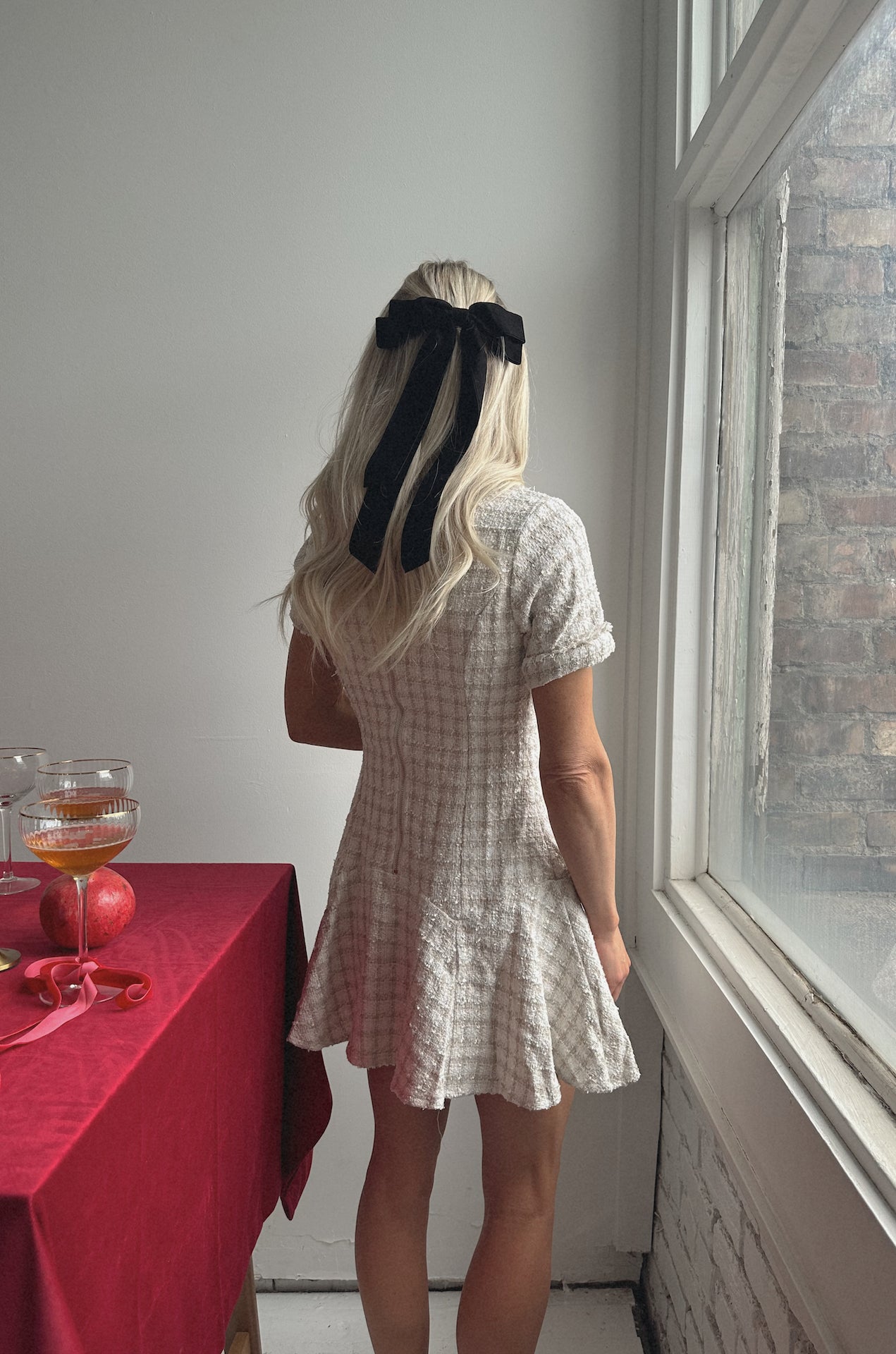 White Tweed Mini Dress