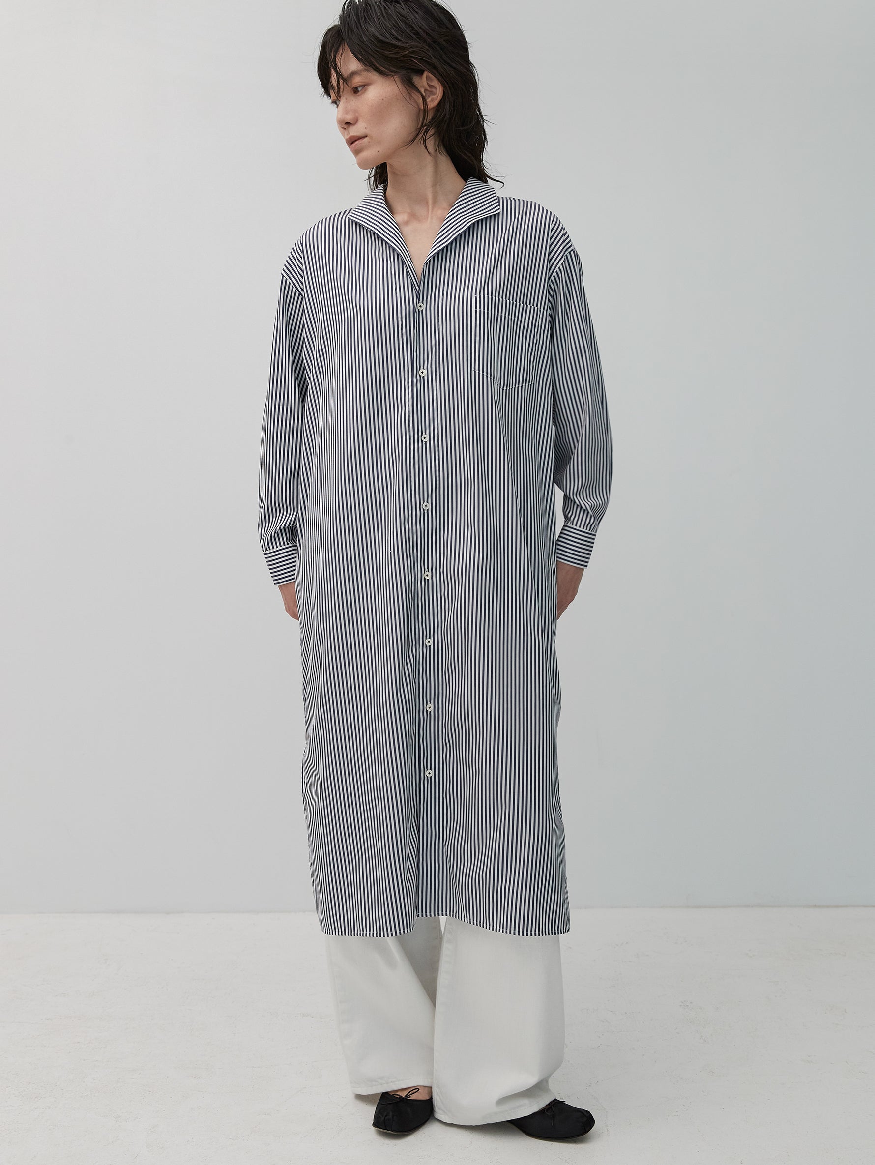 オープンカラーシャツワンピース/TBDA-105