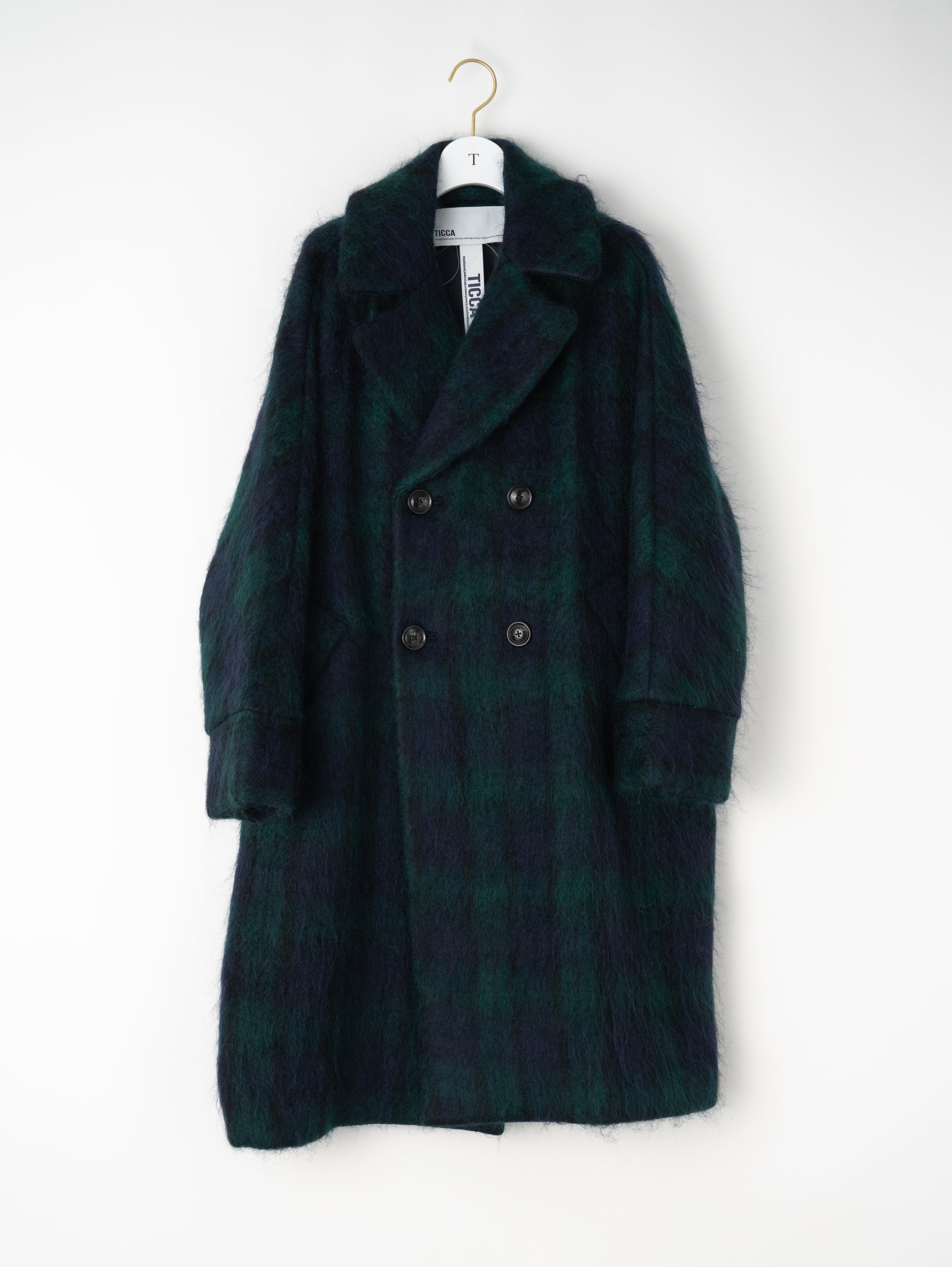 チェックシャギーテントコート/TBEA-251