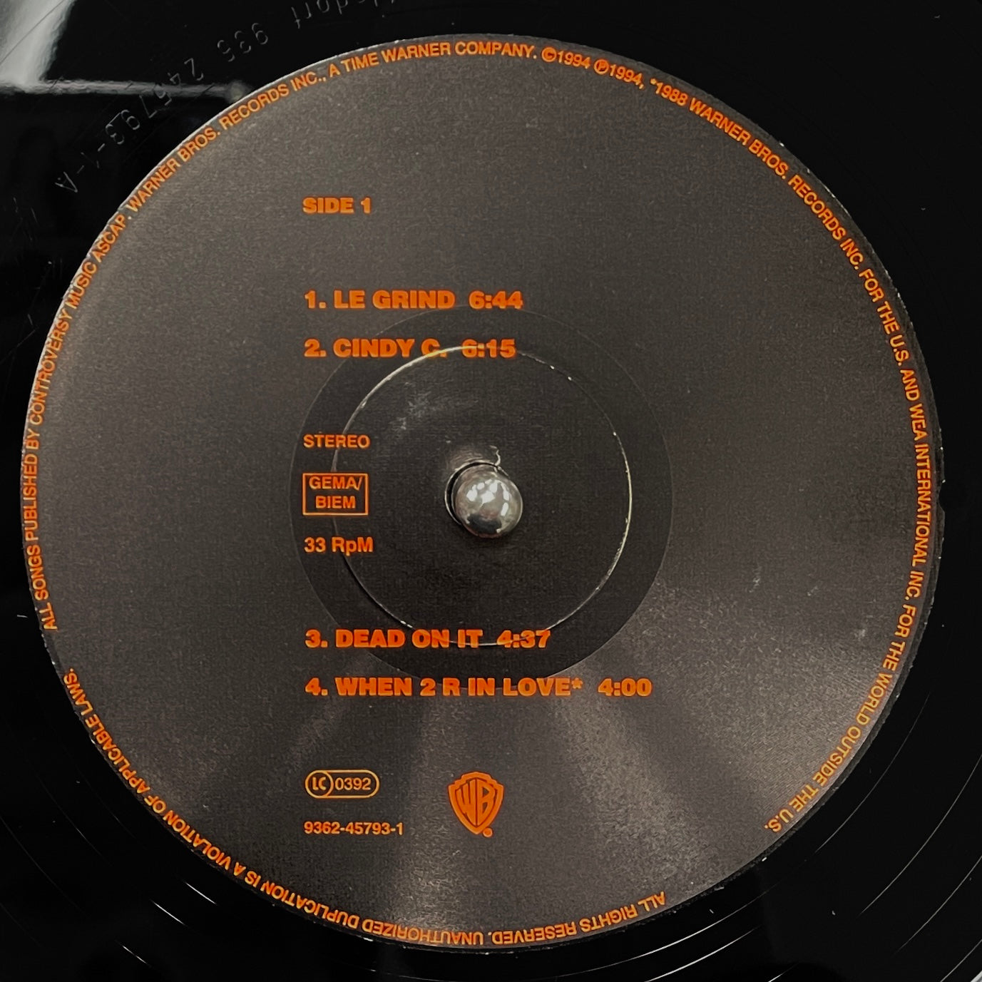 PRINCE / Black Album ( Warner Bros. Records – 9362-45793-1, LP