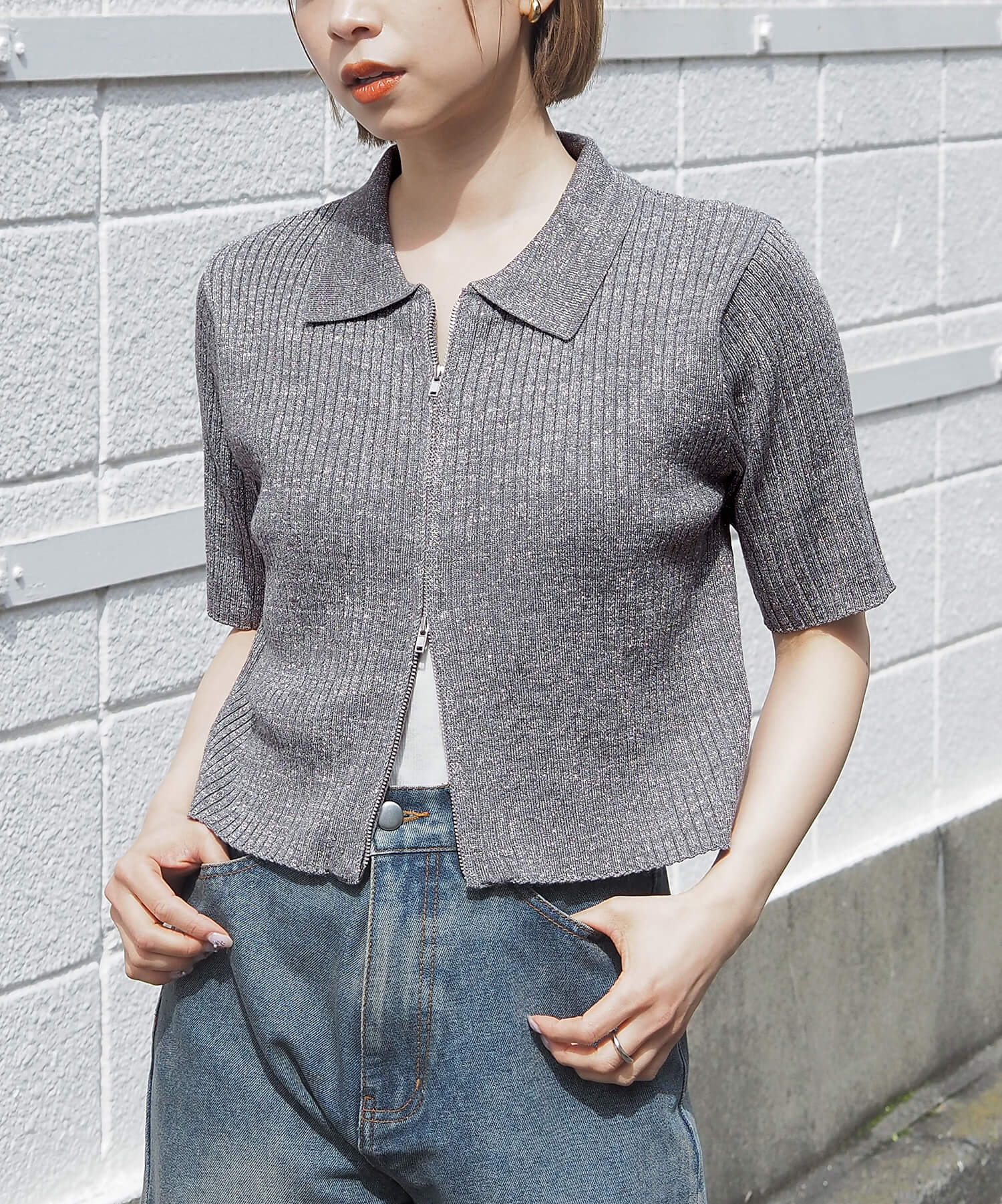 tiptop+pocket ティップトッププラスポケット / ダブルジップ半袖リブ