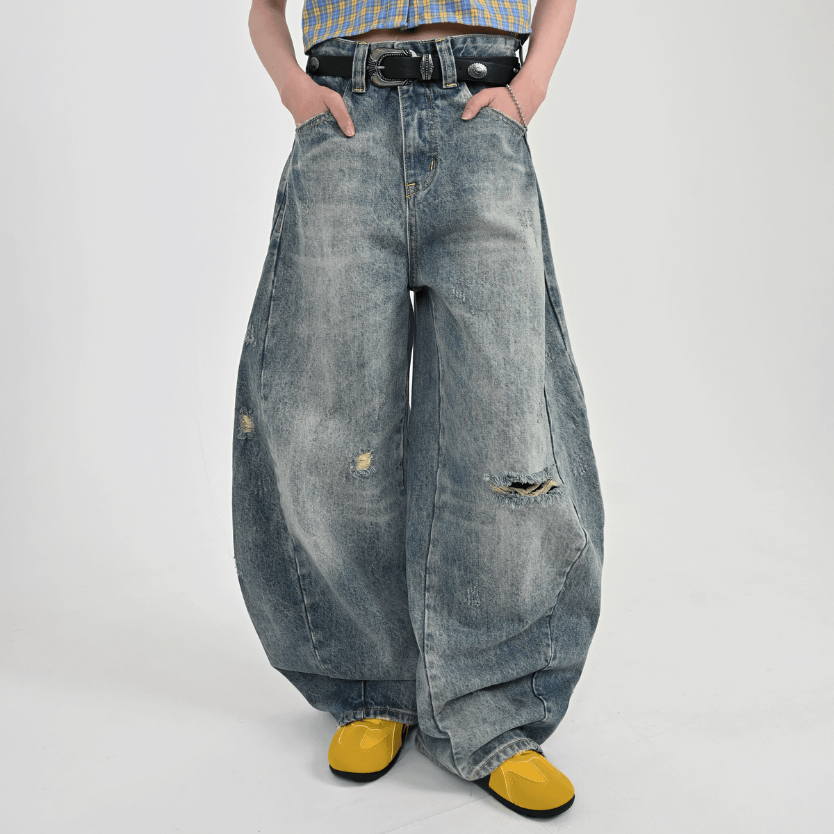 10日以内お届け】カジュアルダメージバルーンデニム L2079