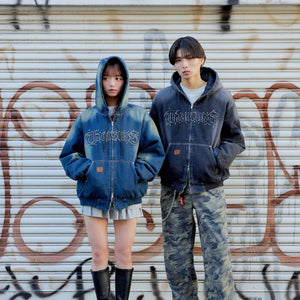 Vintage styles Front logo Denim zip hoodie – That's life online store