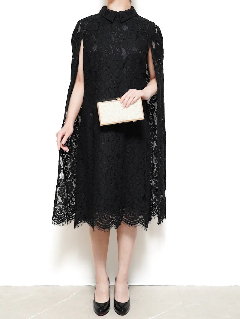 CELFORD（セルフォード） ケープレースドレス（ブラック/サイズ38