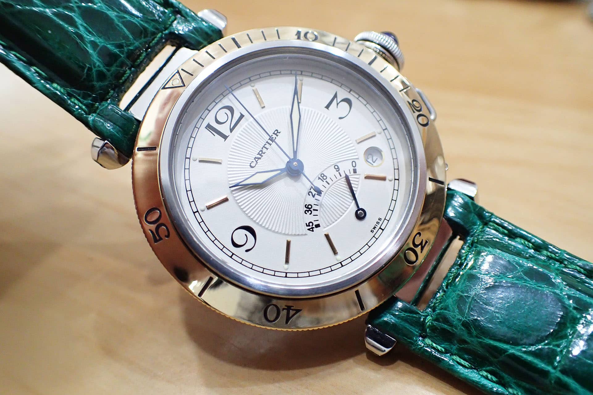 中古品【Cartier】カルティエ パシャ 38mm パワーリザーブ コンビ W31012H3
