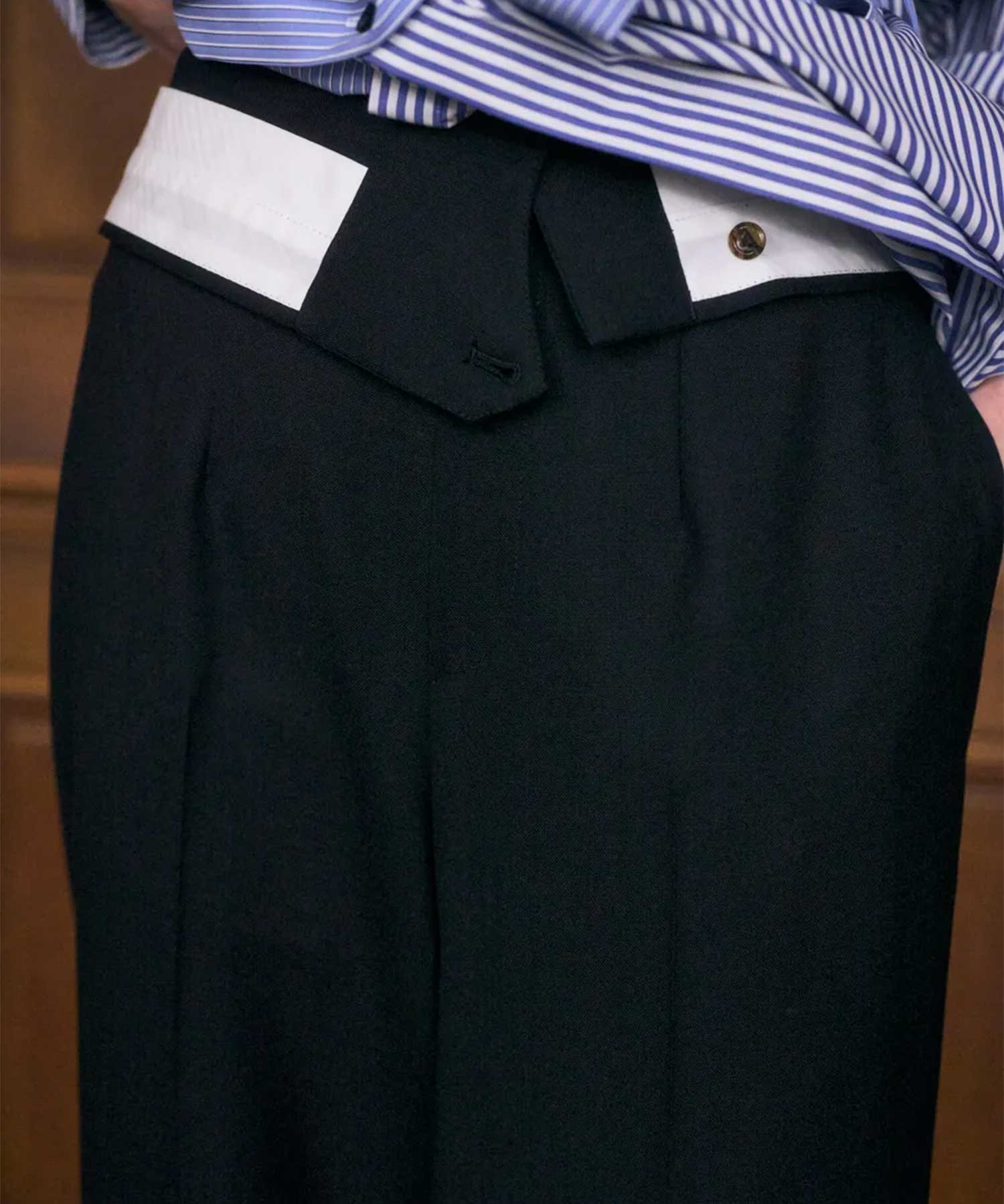 TWO-WAIST TROUSERS(36 BLACK): ENFOLD: WOMENS｜THE TOKYO ONLINE STORE