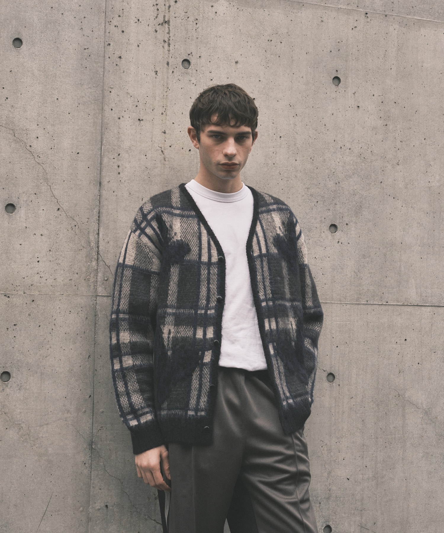 EX.Mohair Cardigan - Original Check With Papillon ｜ NEEDLES