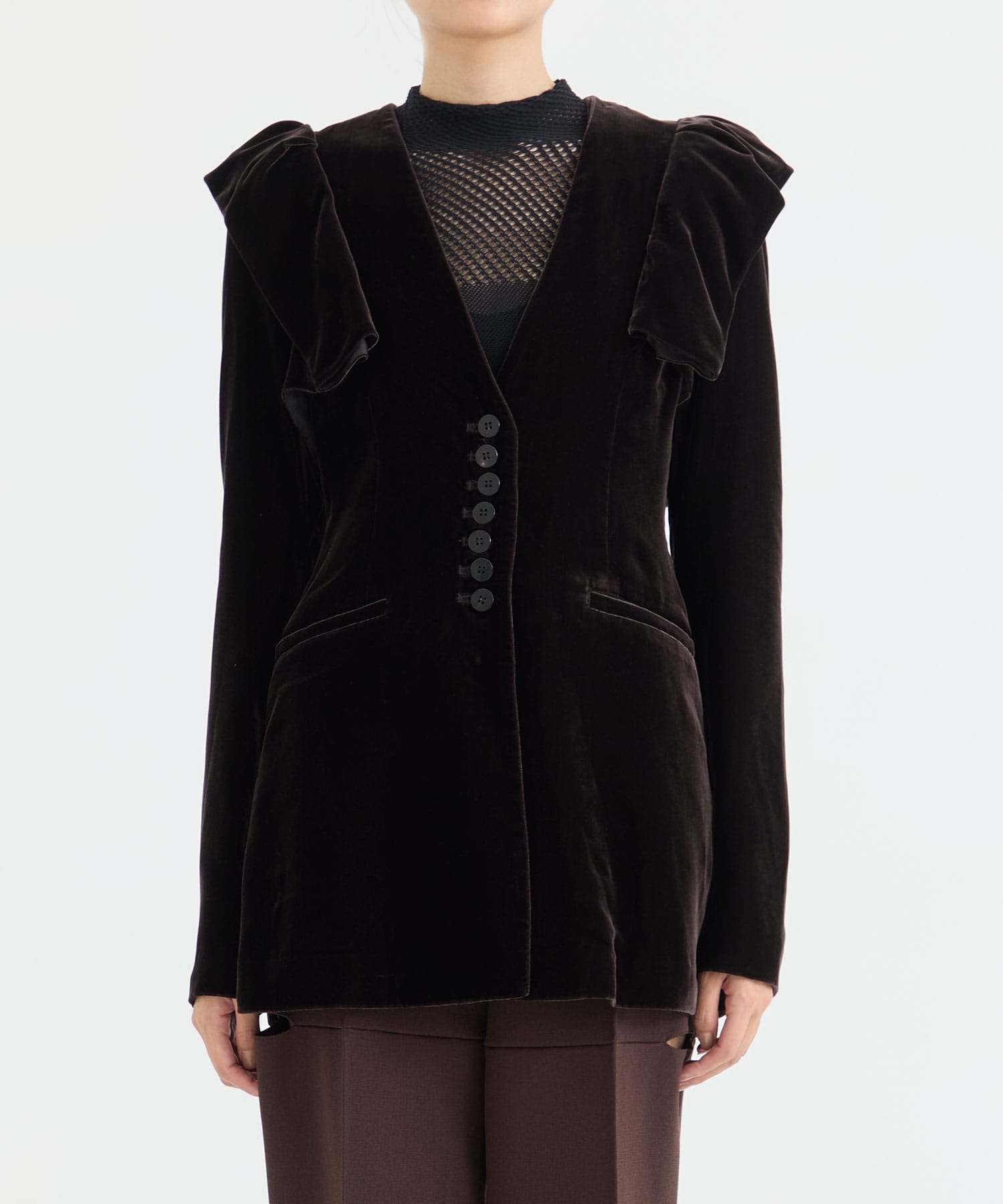 VELVET FRILL SHOULDER JACKET｜FETICO フェティコ