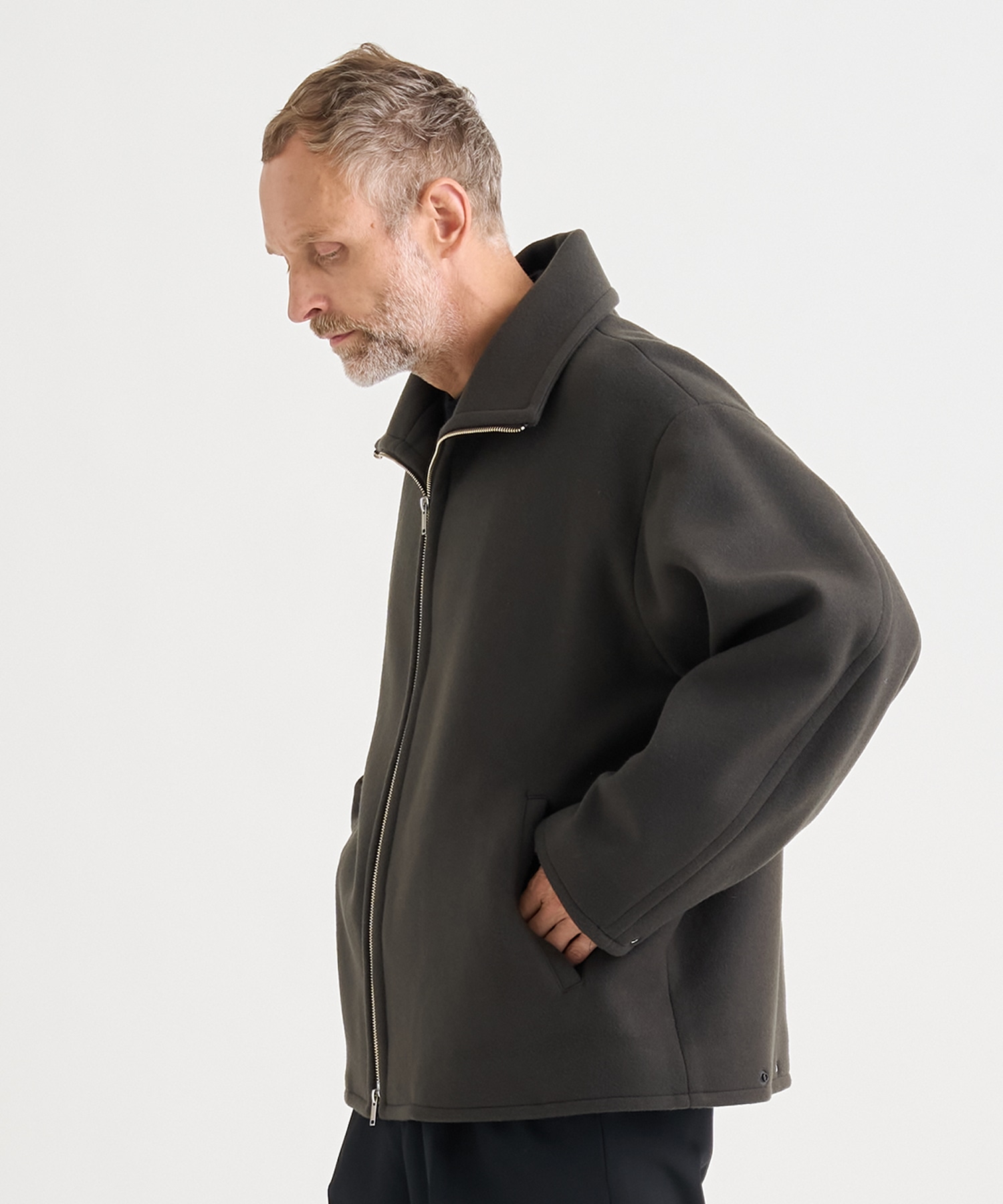 Melton Stand Collar Zip Blouson | yoke