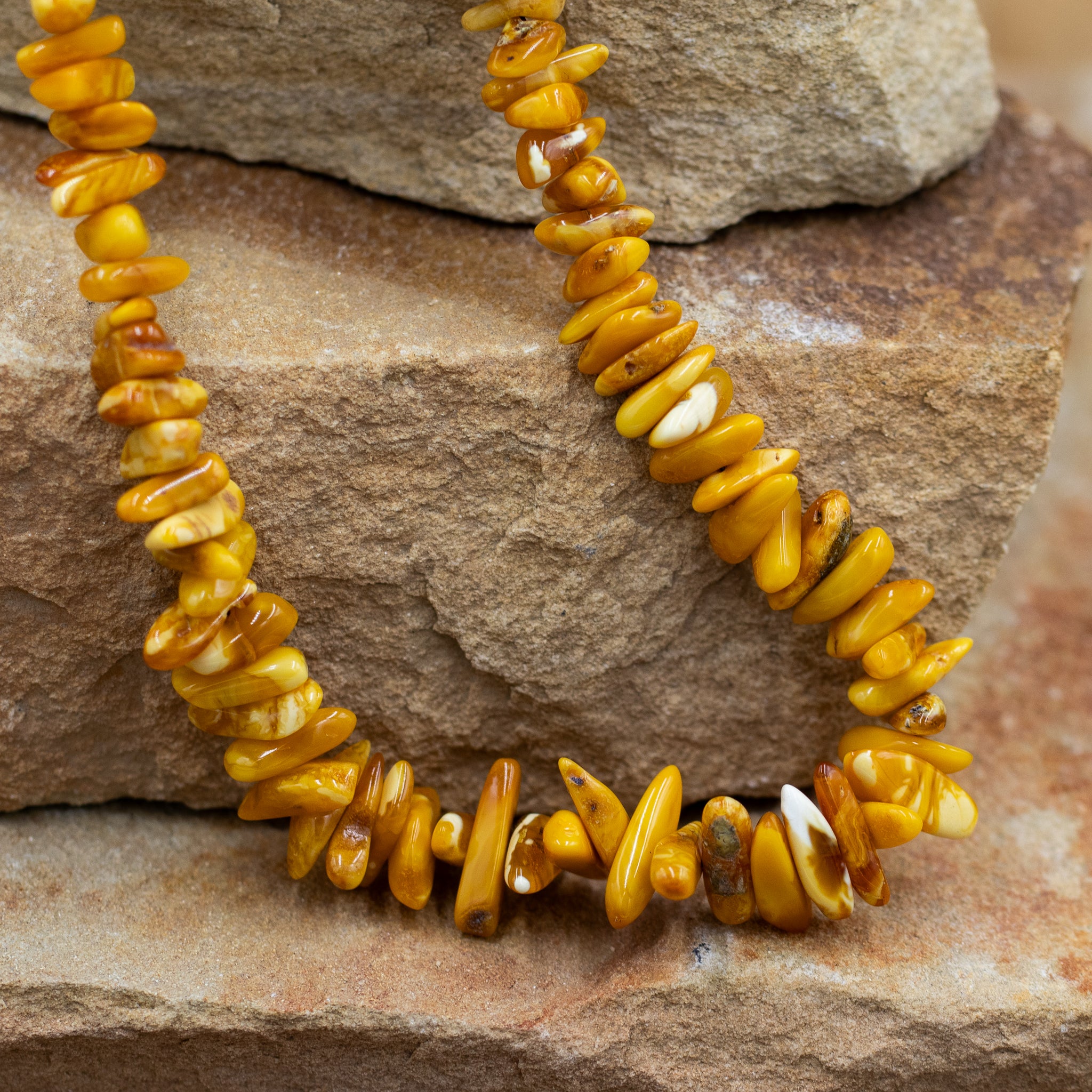 Milky Amber Chip Necklace with Sterling Silver Clasp – The