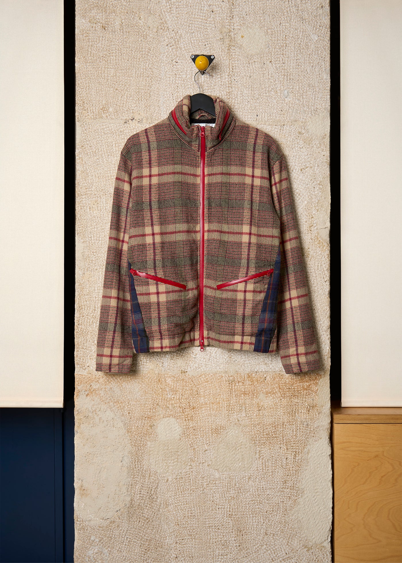 CDG SHIRT RED CHECKERED FLANNEL WOOL TECH JACKET 2008 - Medium