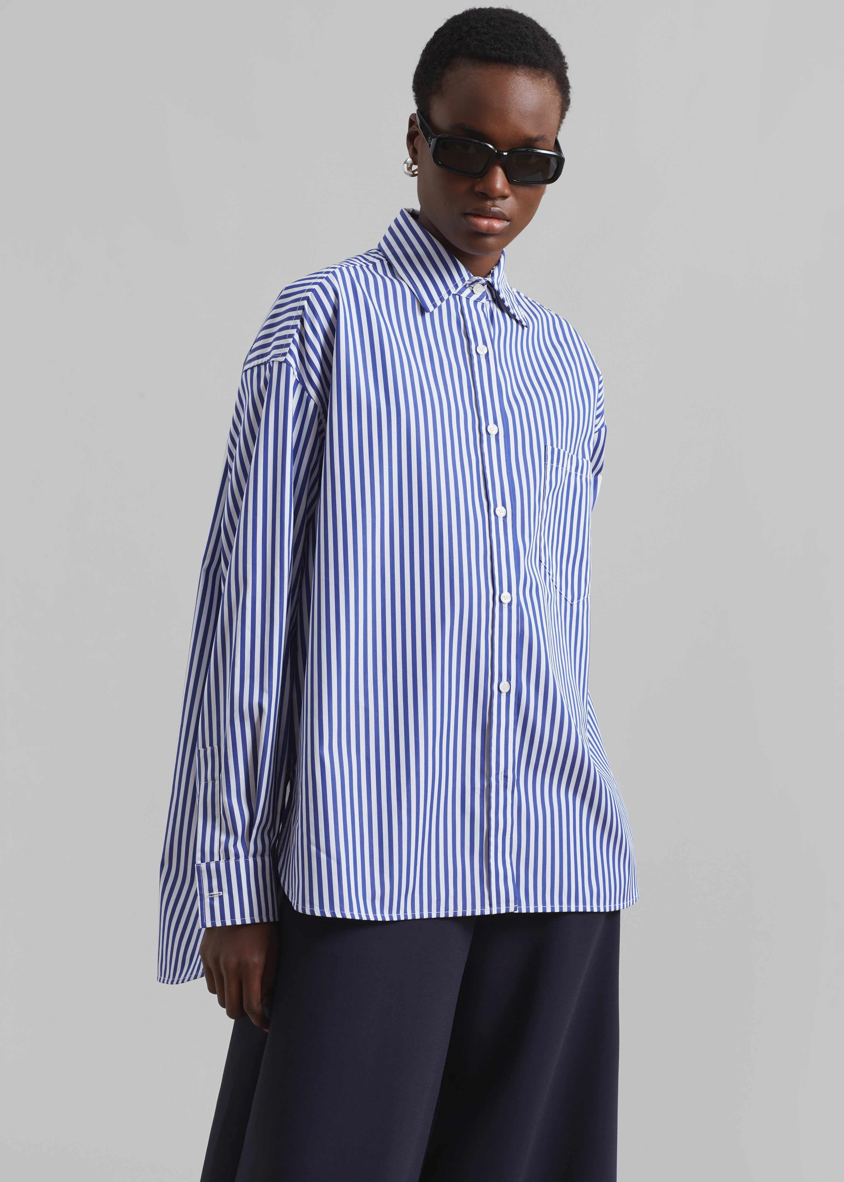 Georgia Boxy Shirt - White/Blue Stripe – The Frankie Shop