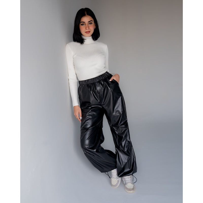 Black leather parachute pants – The Gallery