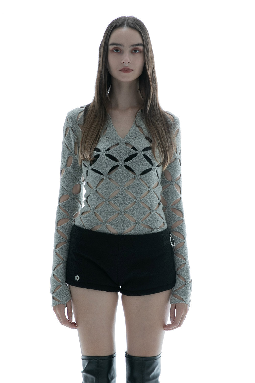 THEREDTHREAD / ザレッドスレッド】S knit fit tops repeat petal