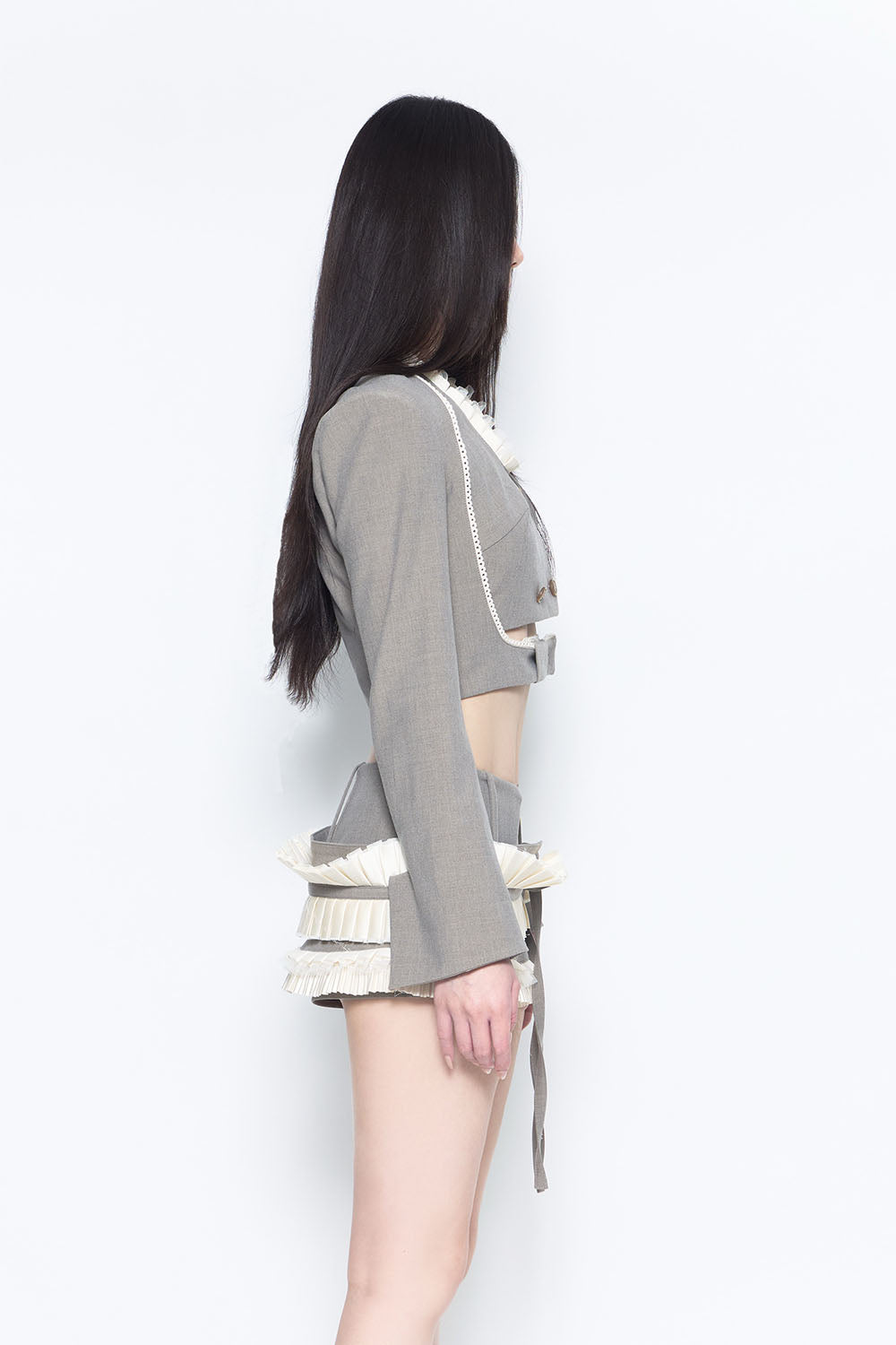 THEREDTHREAD / ザレッドスレッド】S lace trim suit skirt