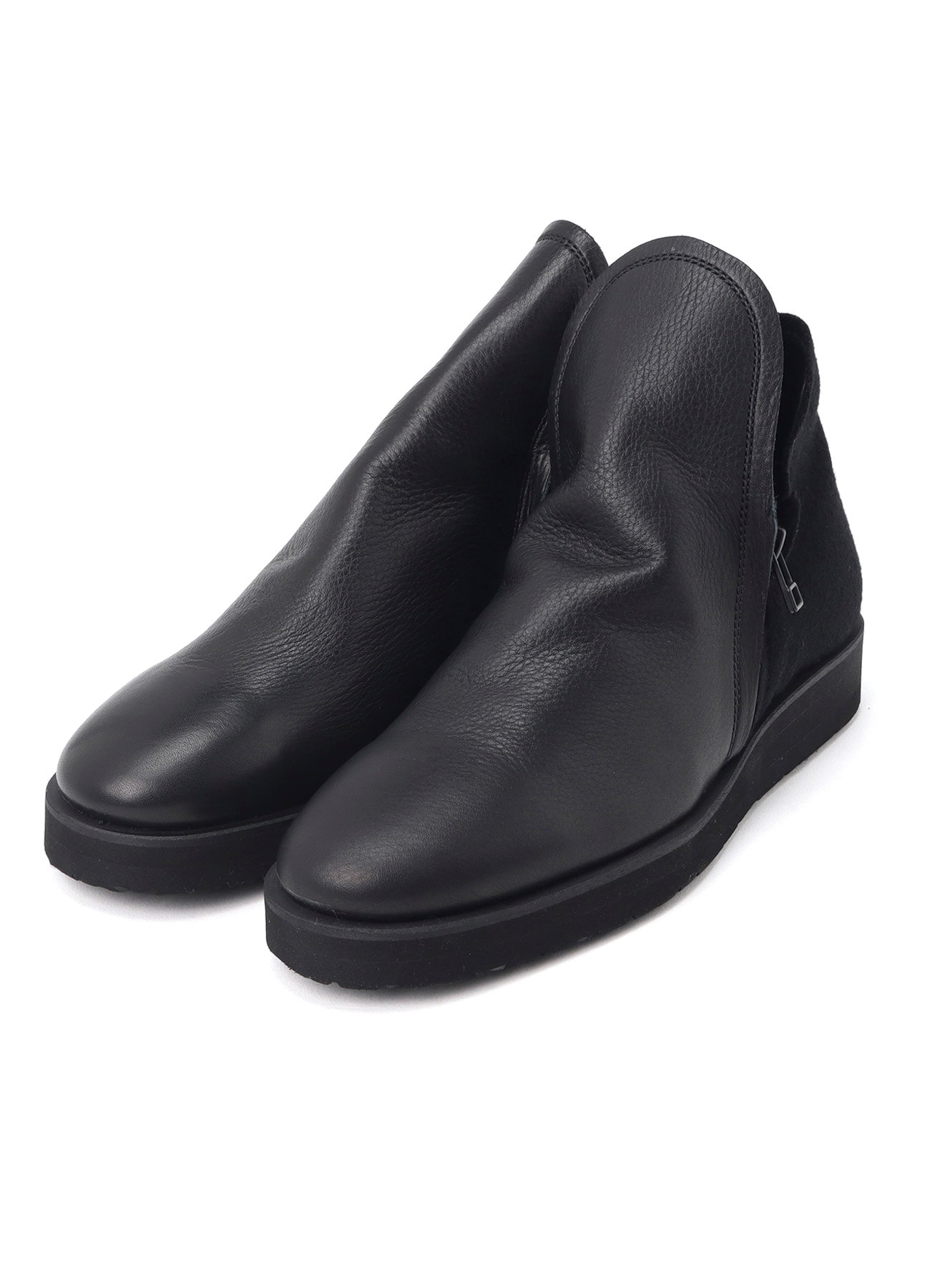 SHRINKED MELTON DOUBLE SIDE ZIP BOOTS(24 Black): Soldes｜THE SHOP