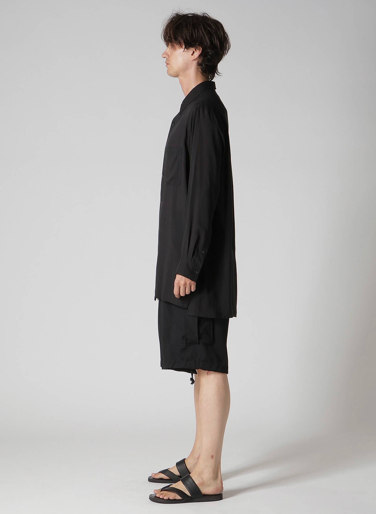 CELLULOSE LAWN STANDARD BIG SHIRT(S Black): Yohji Yamamoto POUR