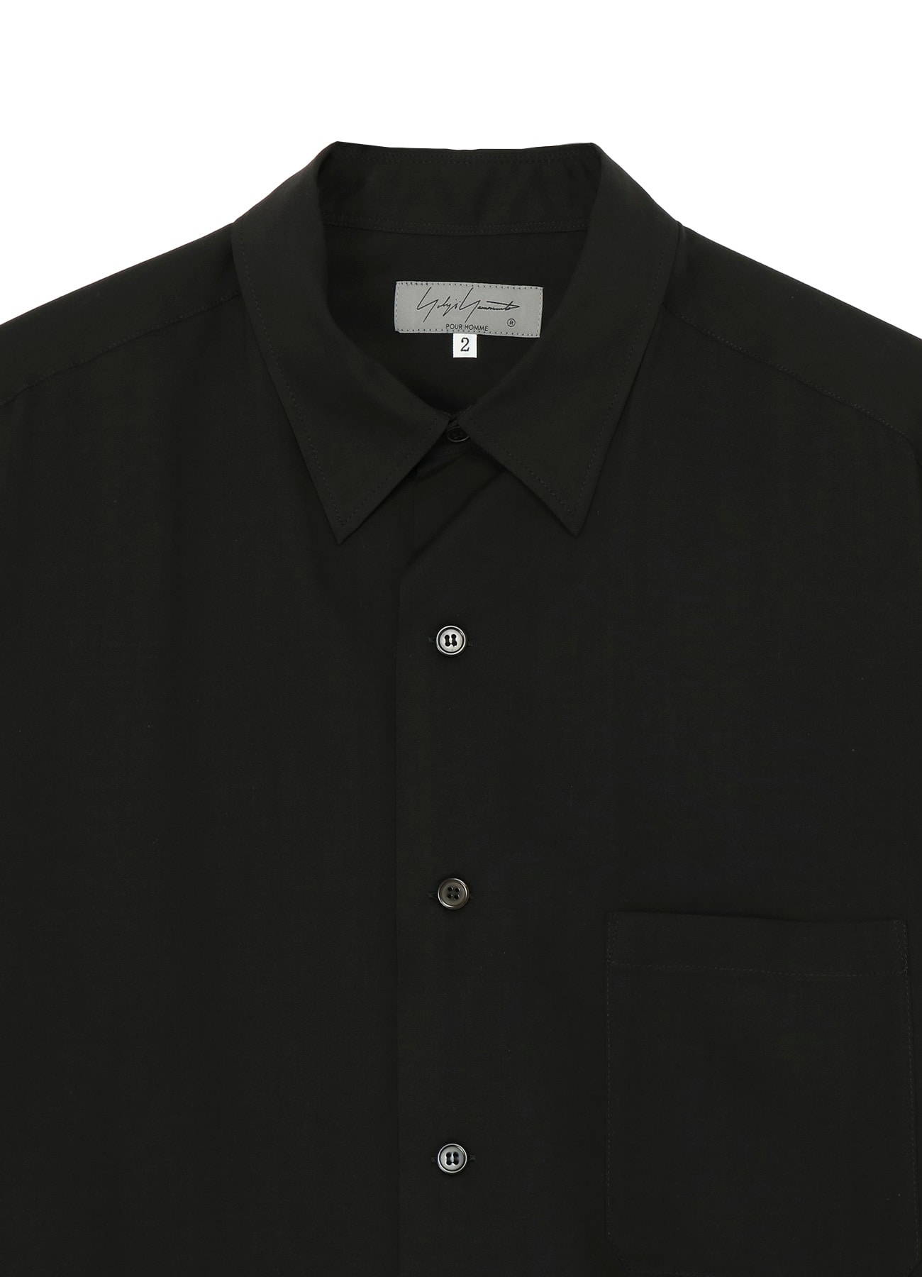 CELLULOSE LAWN STANDARD BIG SHIRT(S Black): Yohji Yamamoto POUR