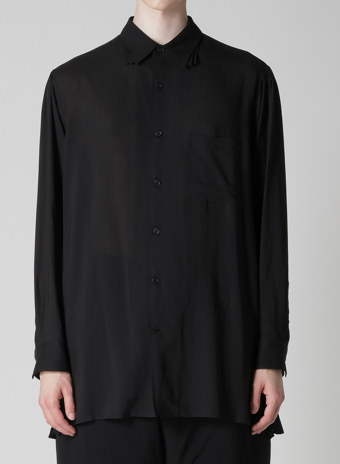 CELLLOSE LAWN 3COLLAR SLEEVE GATHER BLOUSE(S Black): Soldes｜THE