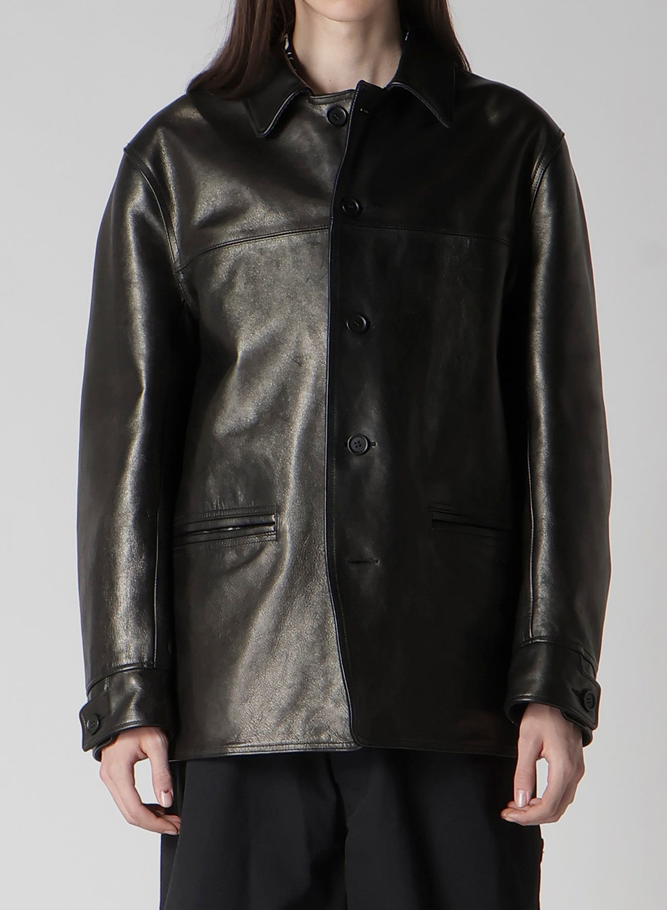 Y's for men × MASSES】HORSE LEATHER CAR COAT(S Black): Y's for men