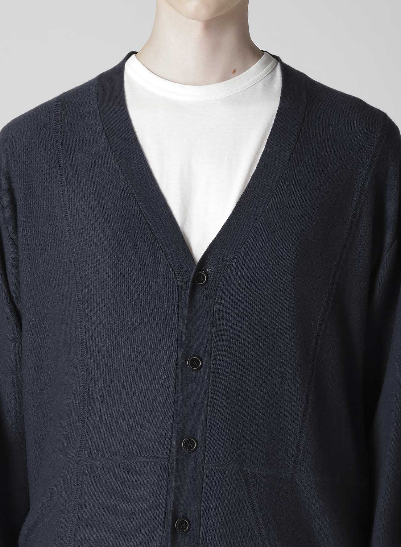 V-NECK CARDIGAN WITH PANEL DESIGN(FREE SIZE Navy): Soldes｜THE