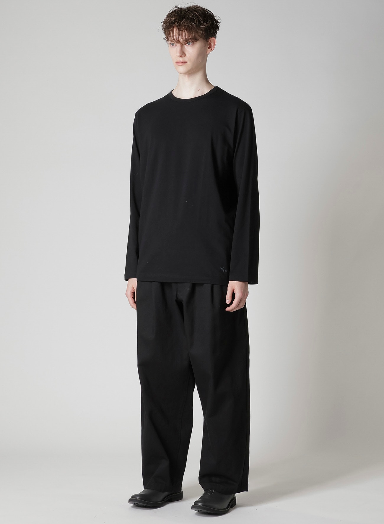 Y's for men LOGO PRINT LONG SLEEVE T-SHIRTS(FREE SIZE Black): Y's