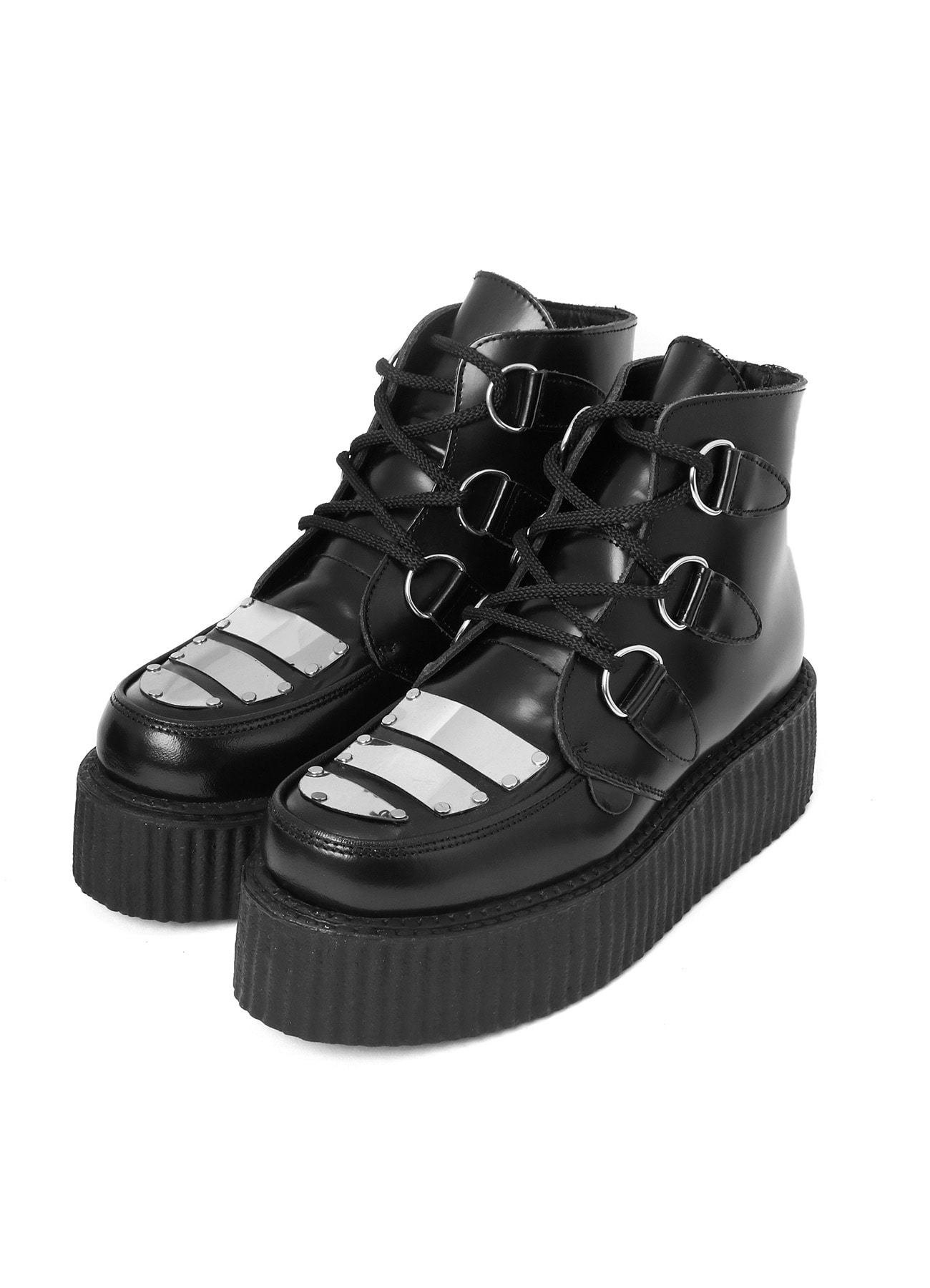 LIMI feu×UNDERGROUND(R) BLACK LEATHER BOOTS WITH METAL PLATES(22