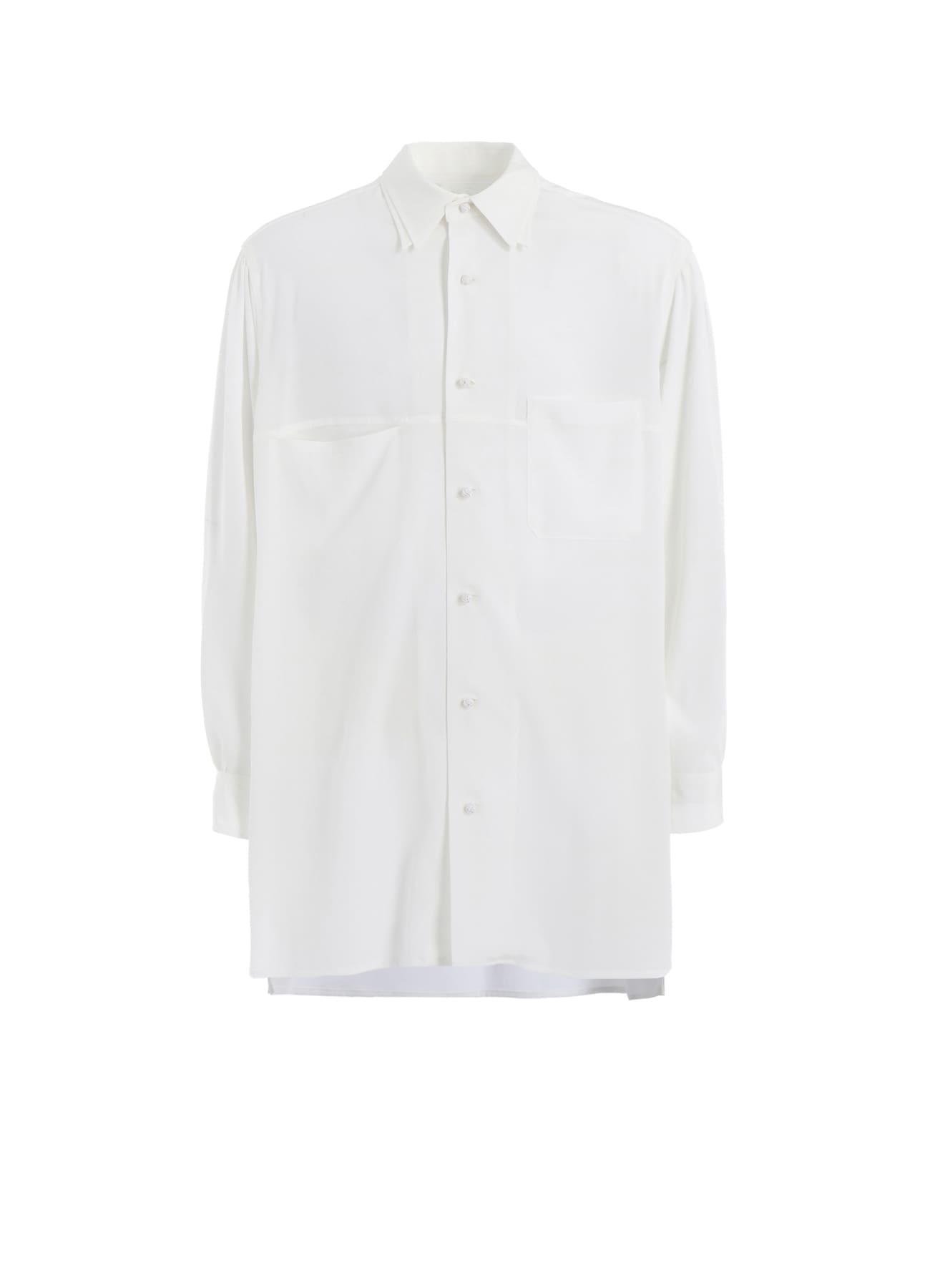 TA/PE CREPE DE CHINE DOUBLE COLLAR BIG SHIRT(S White): power of