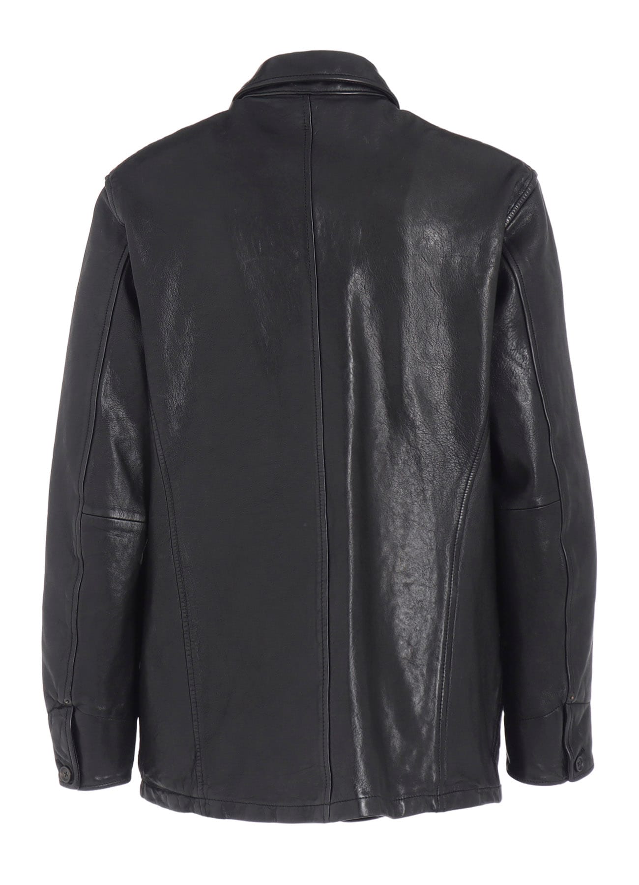 WASHED SHEEP LEATHER COVERALL WITH WORKWEAR DETAILS(S Black): S