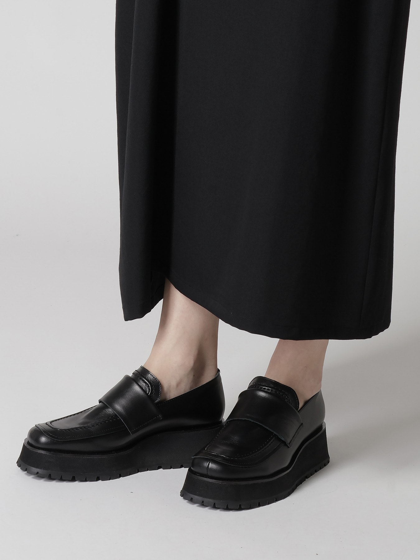 SEMI GLOSS LEATHER 2 WAY LOAFERS(23 Black): Y's｜THE SHOP YOHJI