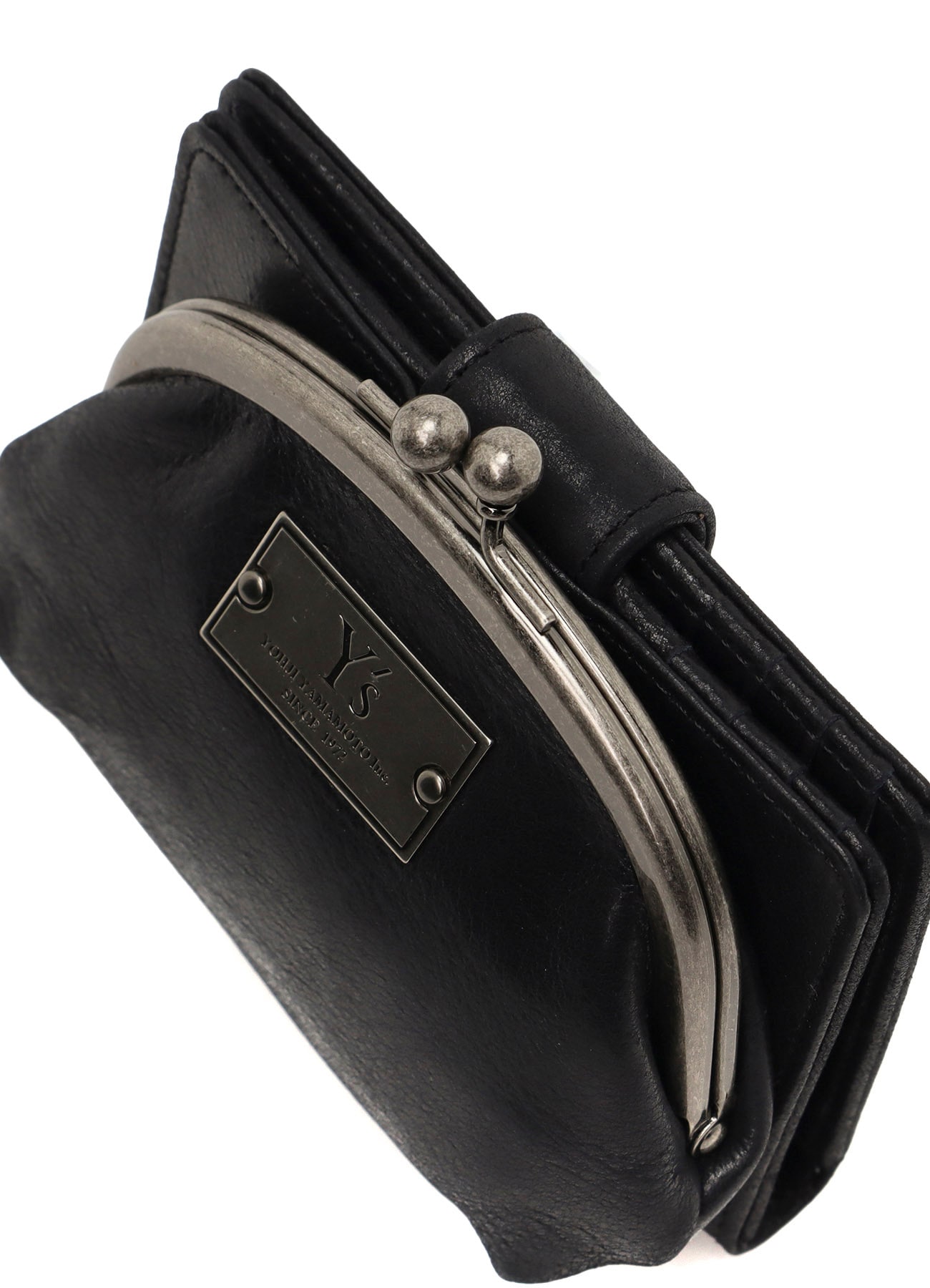 LEATHER CARD CASE W/ METAL CLASP(FREE SIZE Black): Y's｜THE SHOP