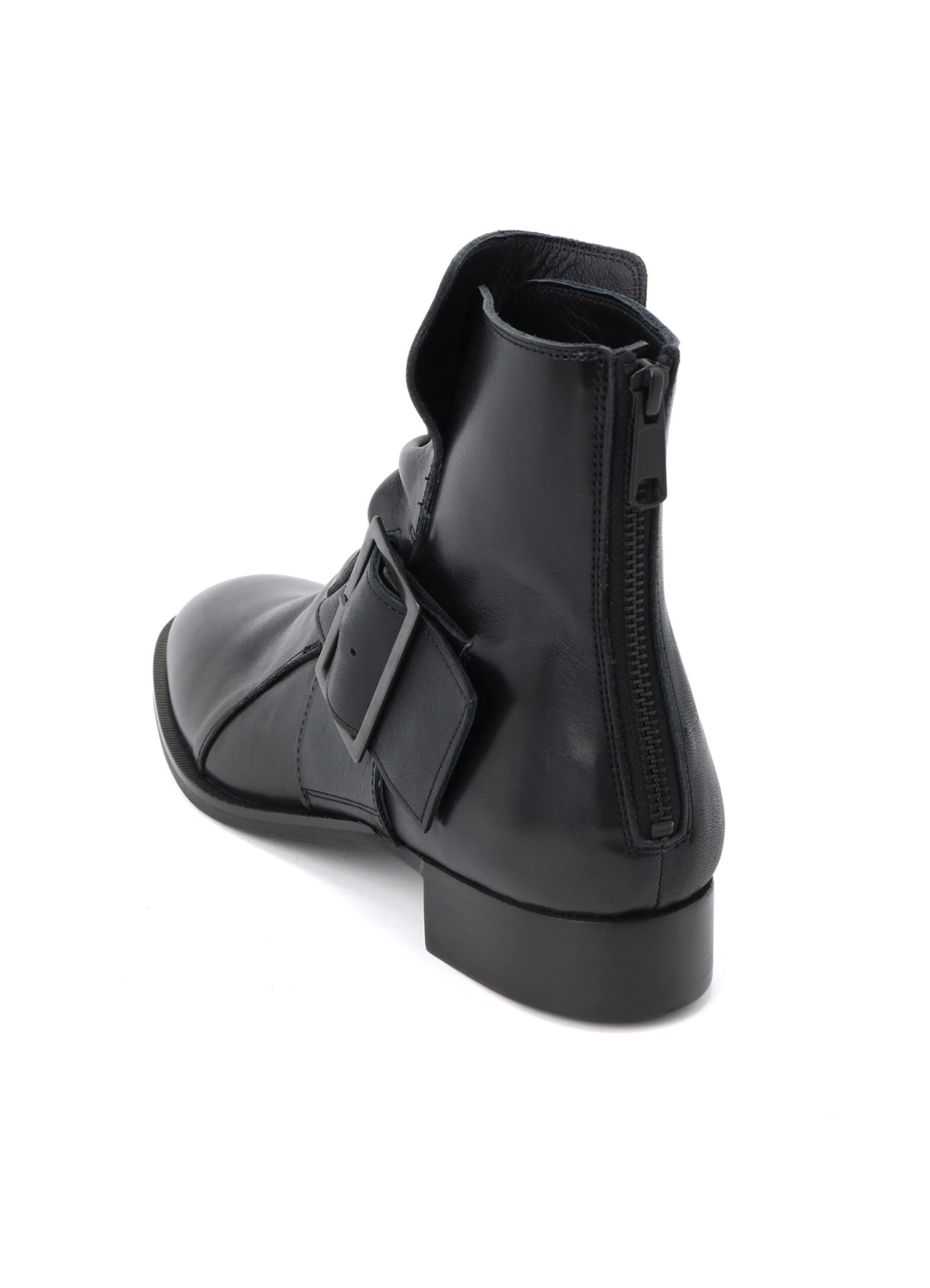 SEMI-MATTE LEATHER BELTED BOOTS(23 Black): Y's｜THE SHOP YOHJI