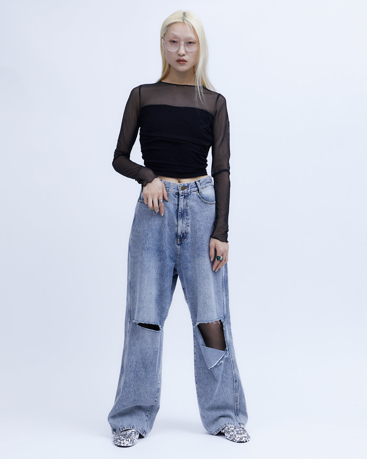 KNEE CUTTING DENIM PANTS | BOTTOMS | STORE | THINGS THAT MATTER